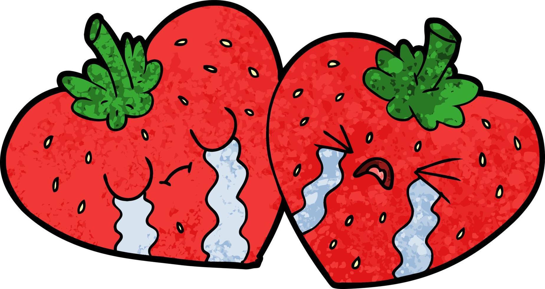 fresas de dibujos animados de textura grunge retro vector