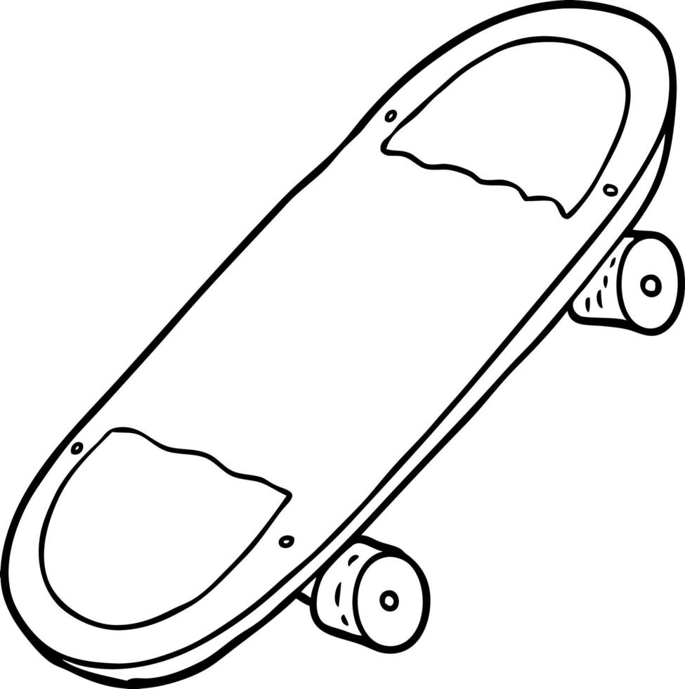 Line drawing cartoon cute skateboard vector