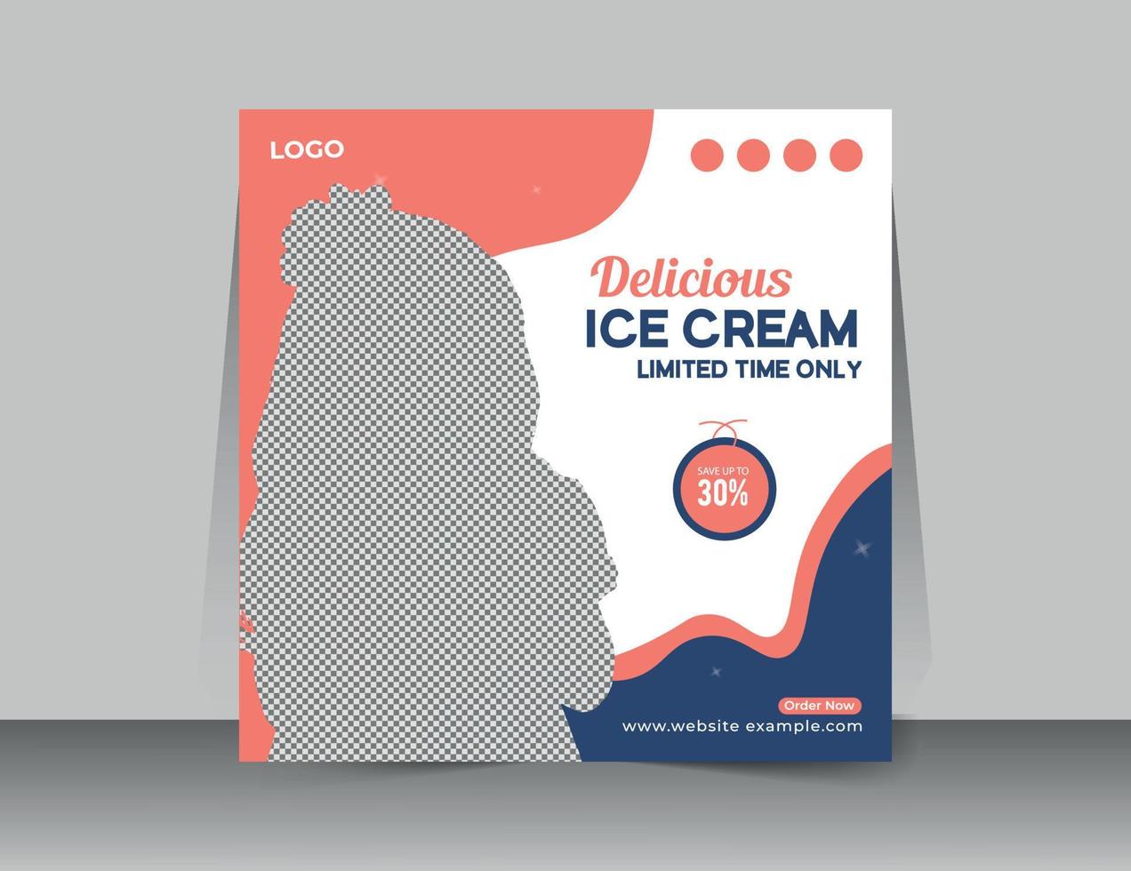 Delicious ice cream social media post template or ice cream promotion banner vector