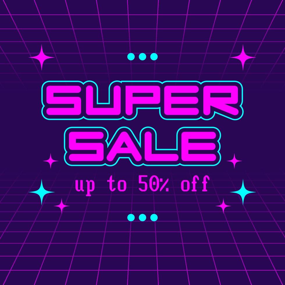 Trendy retro sale banner in y2k style. Square social media template for modern business special discount event. Vintage 90s cover for black friday or cyber monday. vector