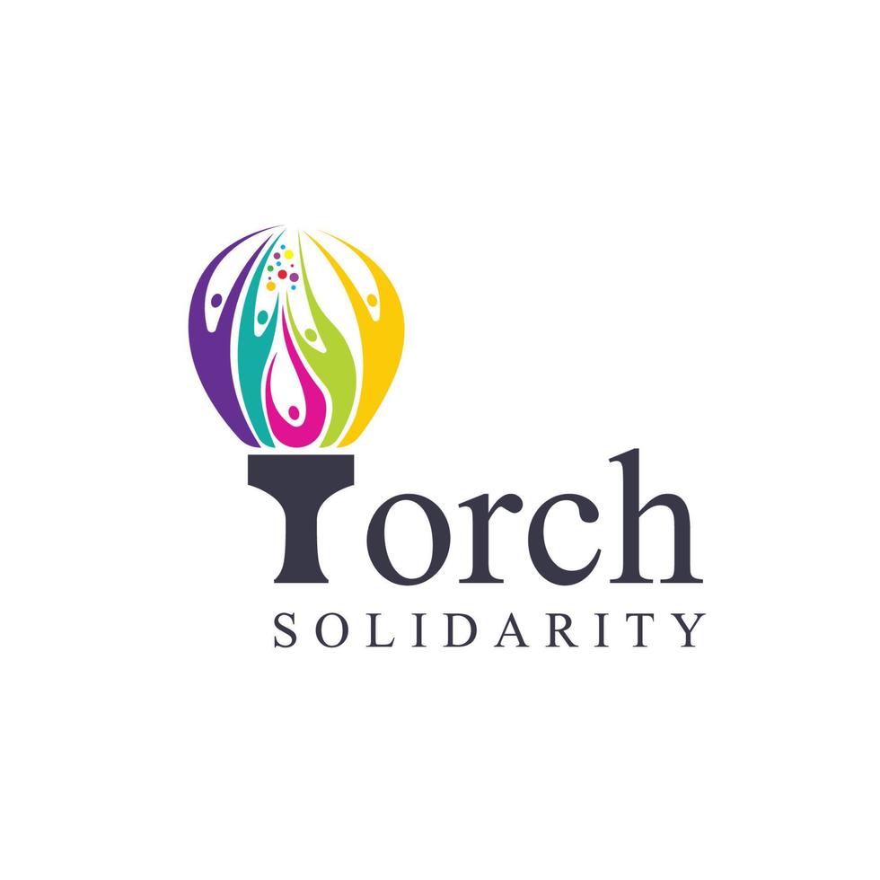 Torch Solidarity Logo Icon Elements Template. Community human Logo template vector. vector