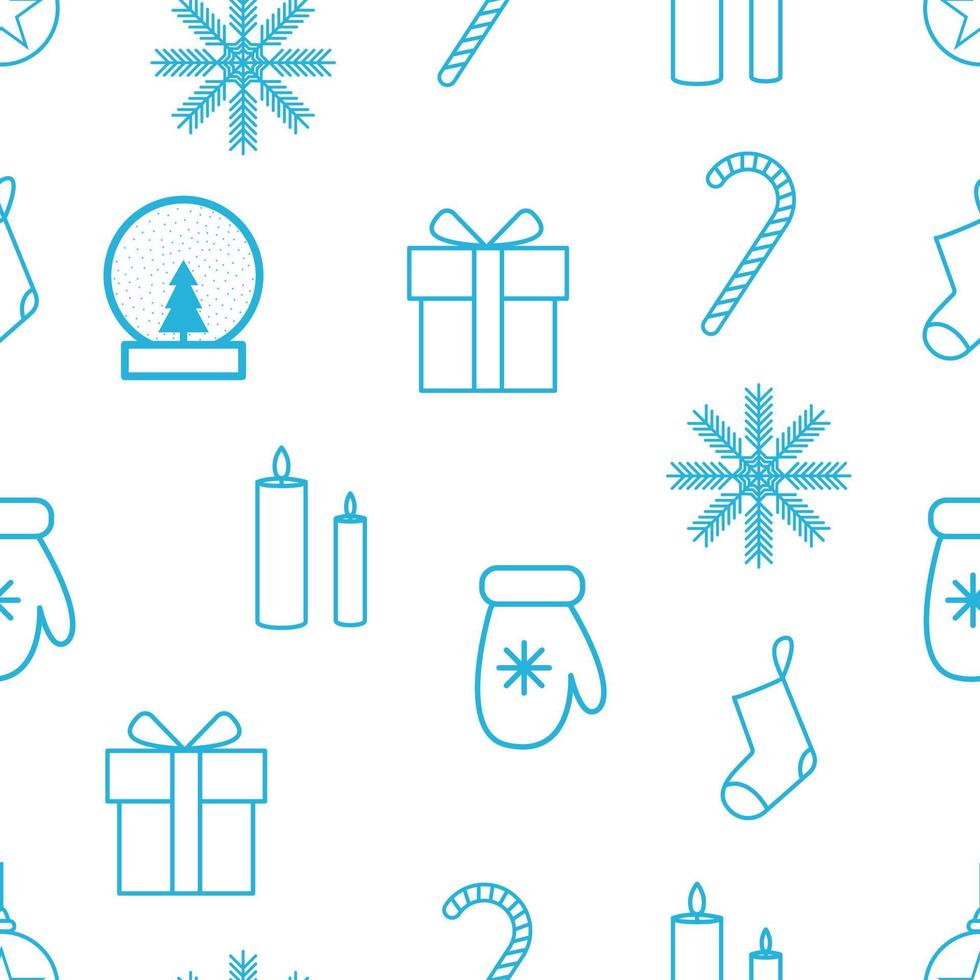 Christmas line art style seamless pattern vector