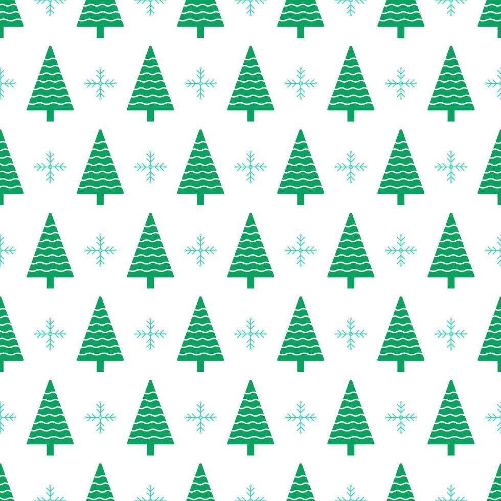 Christmas tree and snowflake winter seamless pattern vector