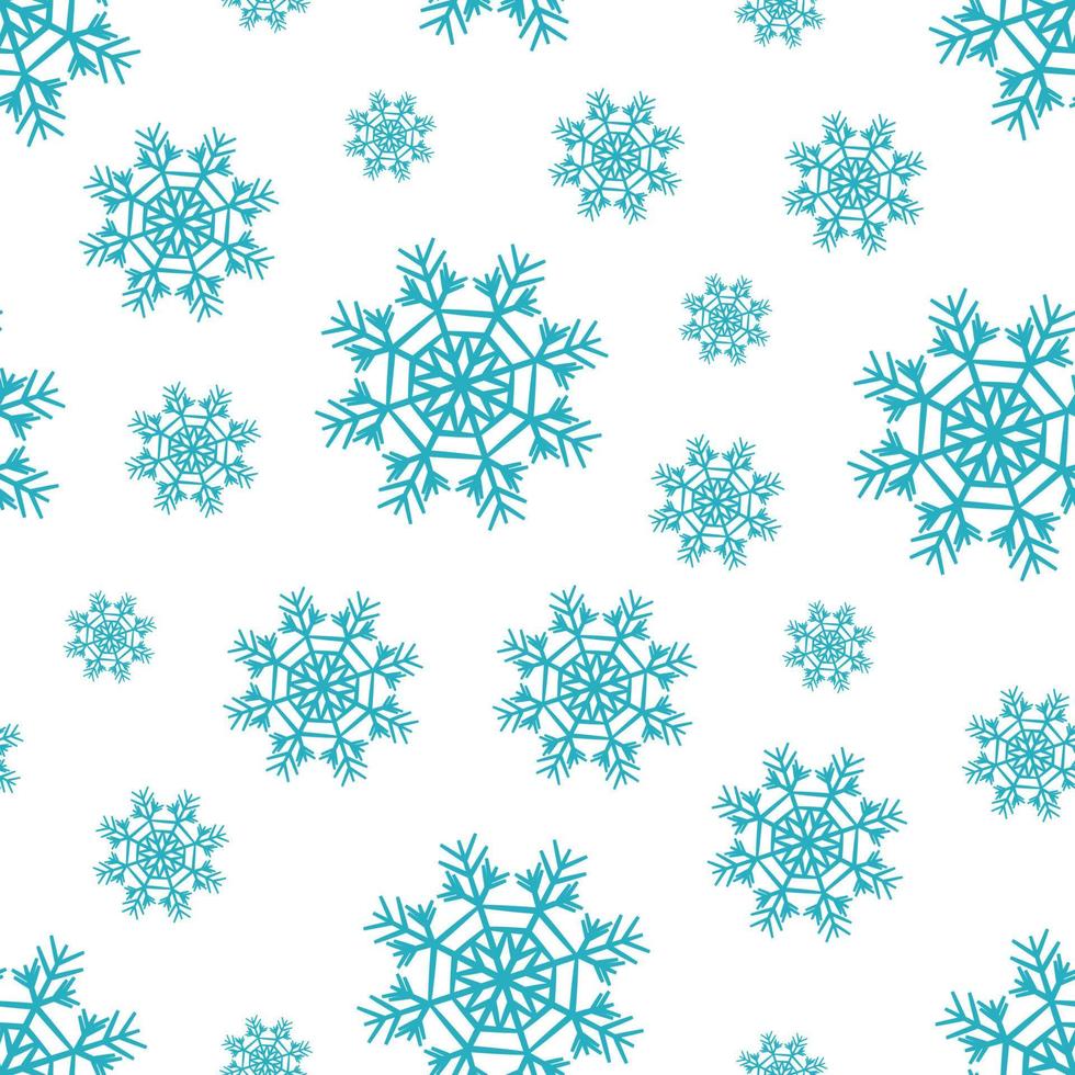 copos de nieve azules invierno patrón sin costuras vector