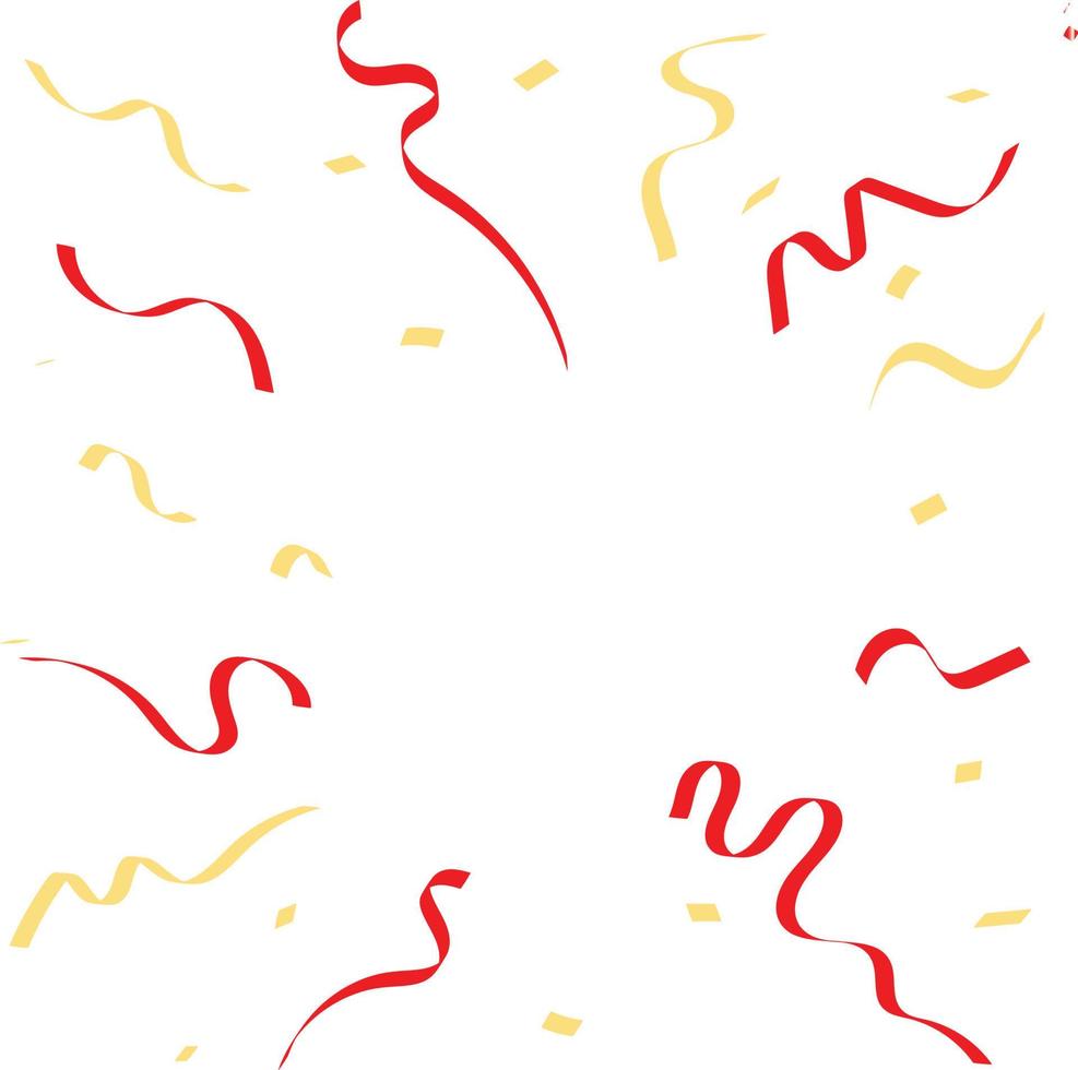 Celebration background template with confetti ribbons on white background. Vector illustration.