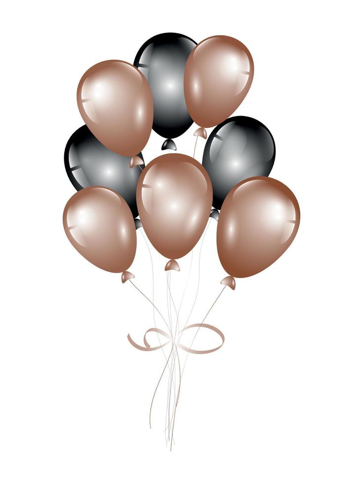 Vector illustration on white background with 3d realistic brown and black air balloon .Vector illustration
