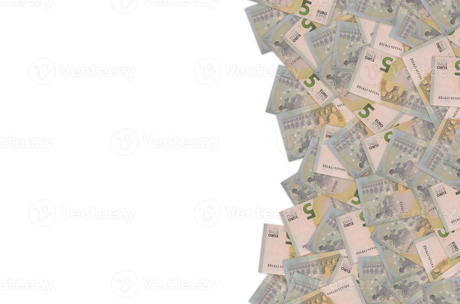Pattern part of 5 euro banknote close-up with small brown details photo