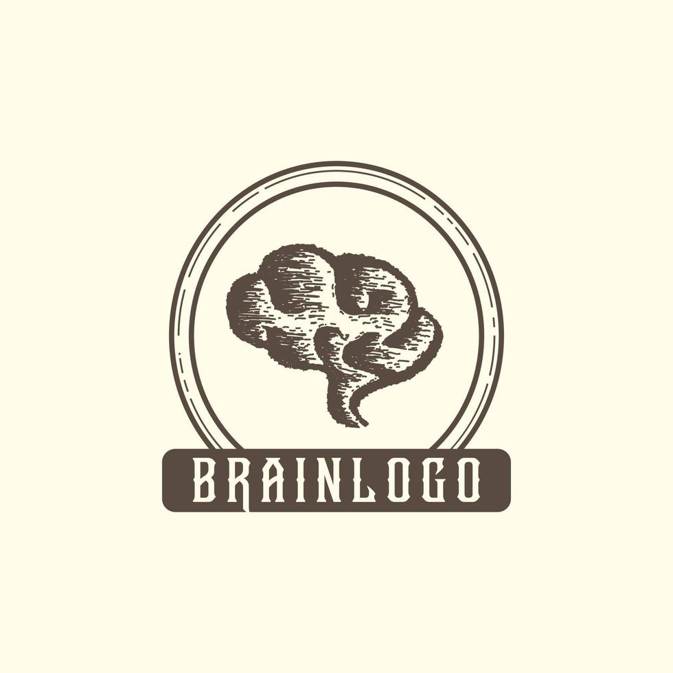 Vintage brain logo illustration design for your company or business vector