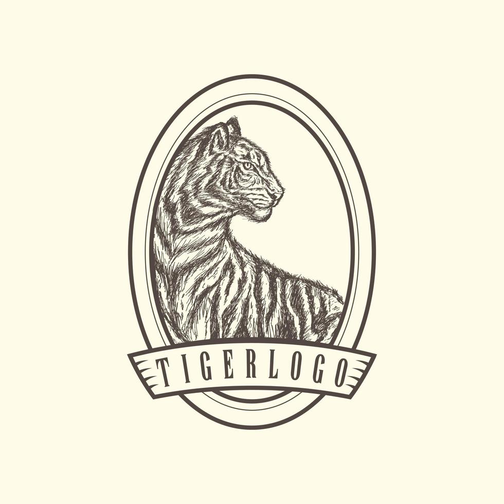 diseño de ilustración de vector de logotipo de tigre vintage para su empresa o negocio