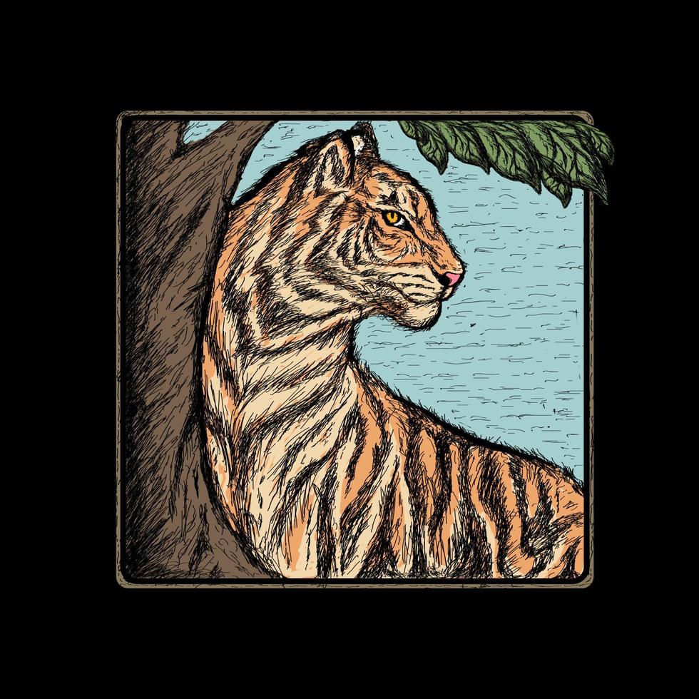 diseño de ilustración de vector de logotipo de tigre vintage para su empresa o negocio