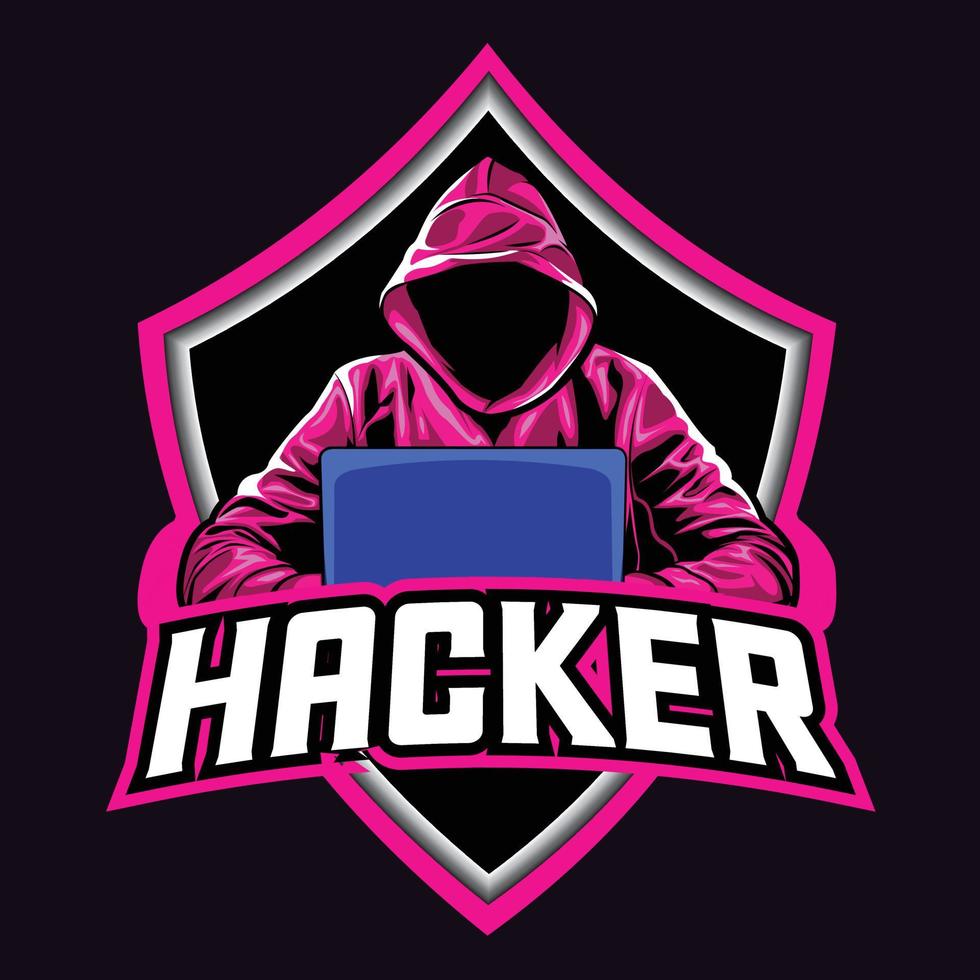 Hacker esport logo mascot design vector