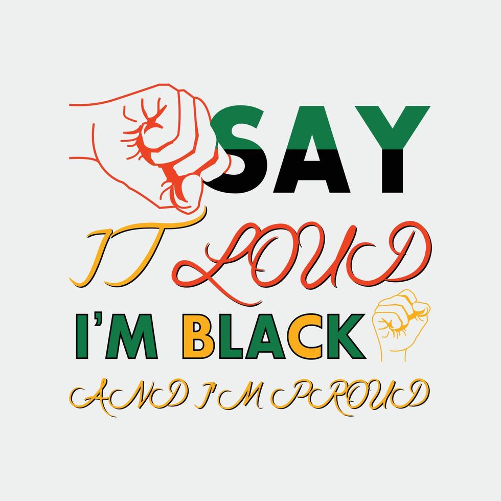 Say it loud I'm black I'm proud T-Shirt Design vector