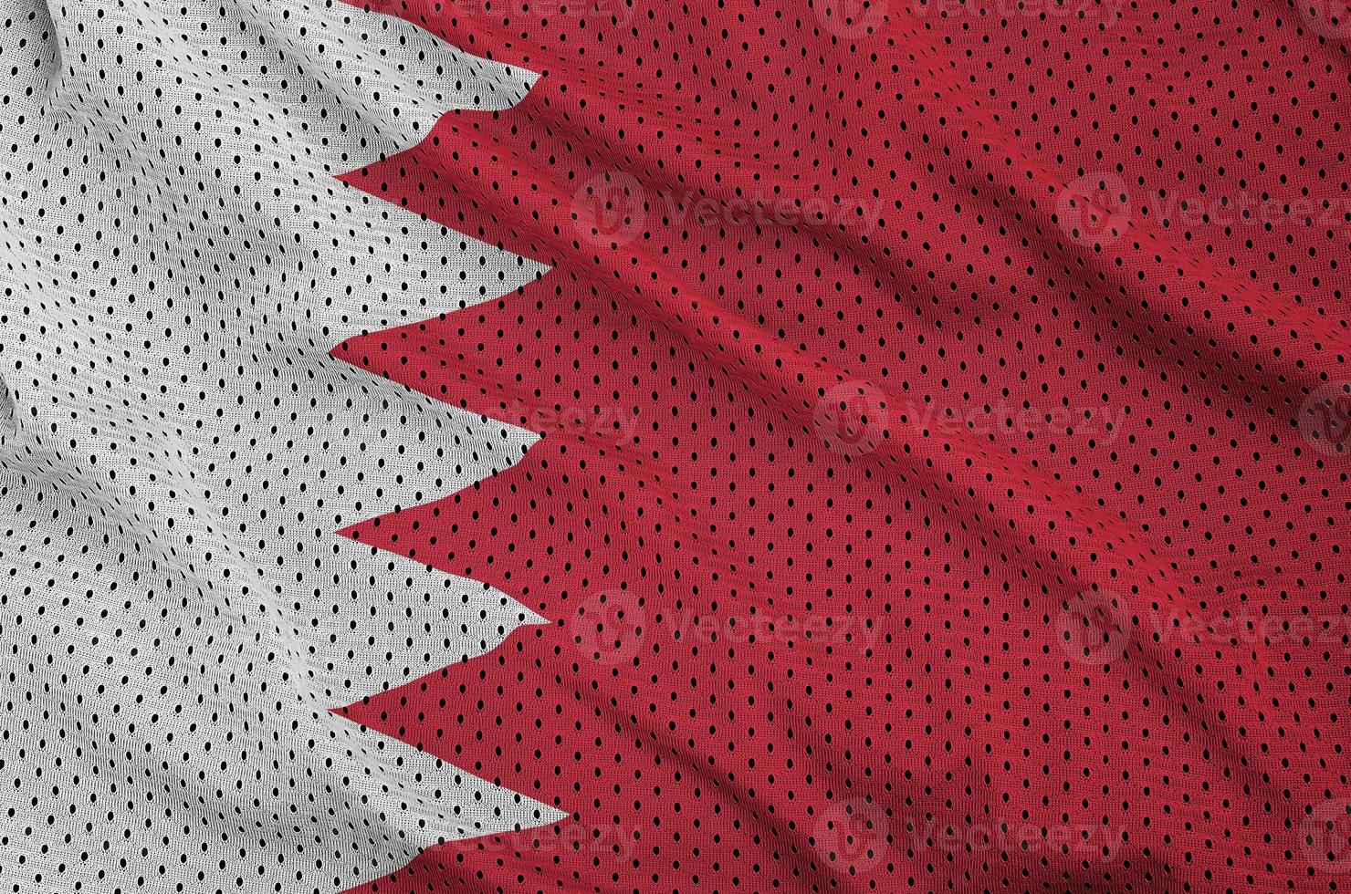 Bahrain flag printed on a polyester nylon sportswear mesh fabric photo