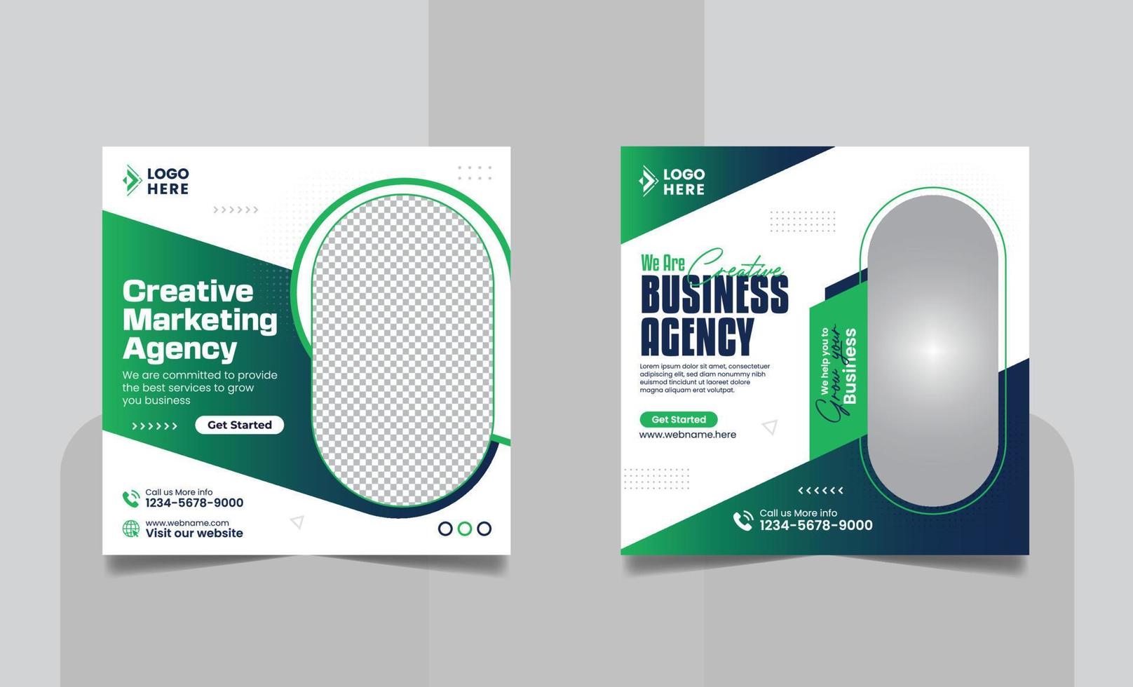Digital Marketing Agency Online Webinar Social Media Post Set , Corporate Business Promotion Social Media Web Banner, Square Flyer Design Template vector