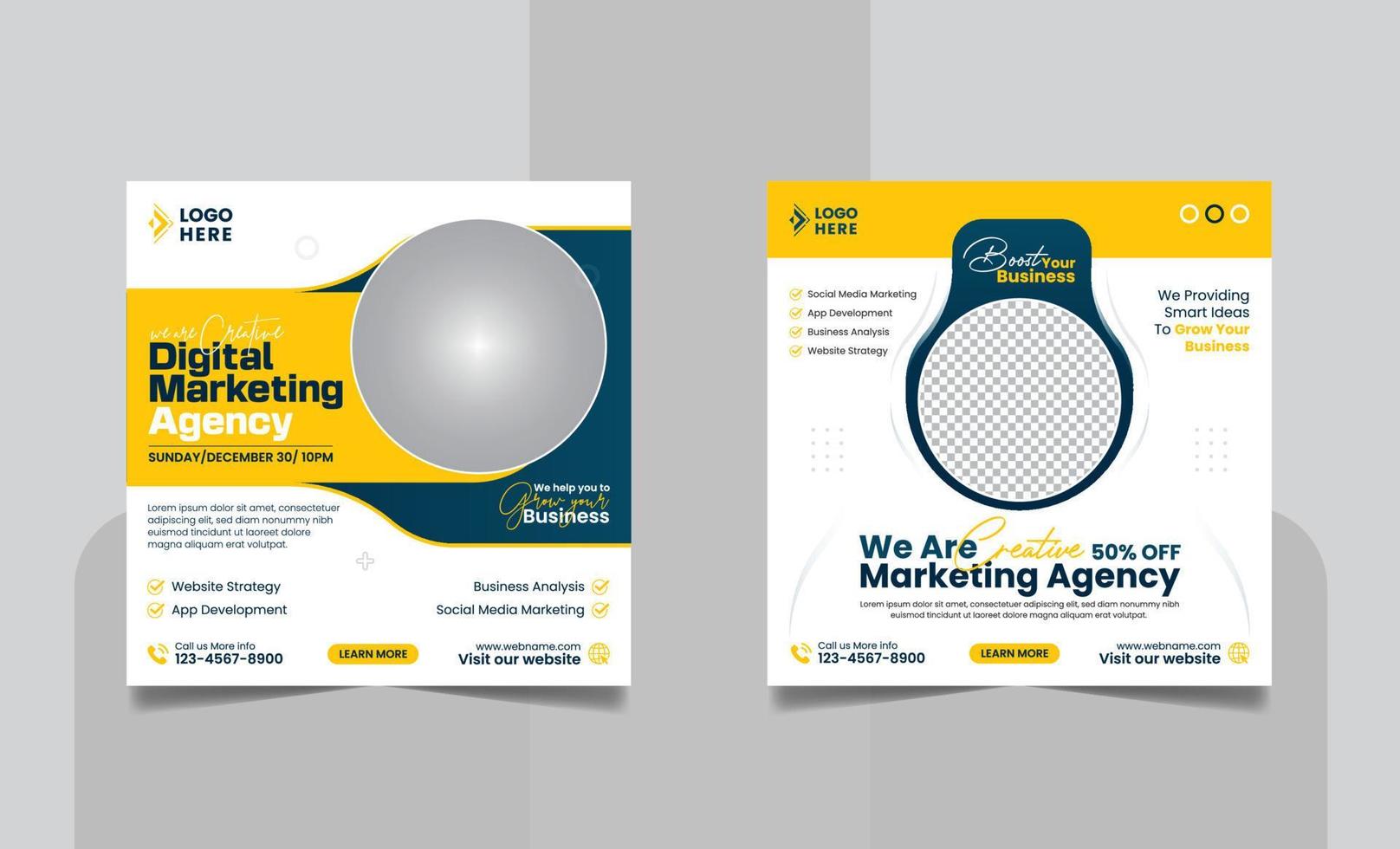 Digital Marketing Agency Social Media Post Set Corporate Business
