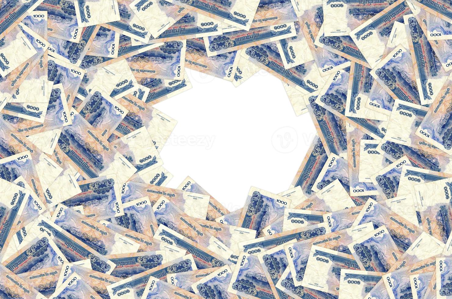 Pattern of 1000 Cambodian riels banknote is national currency of Cambodia photo