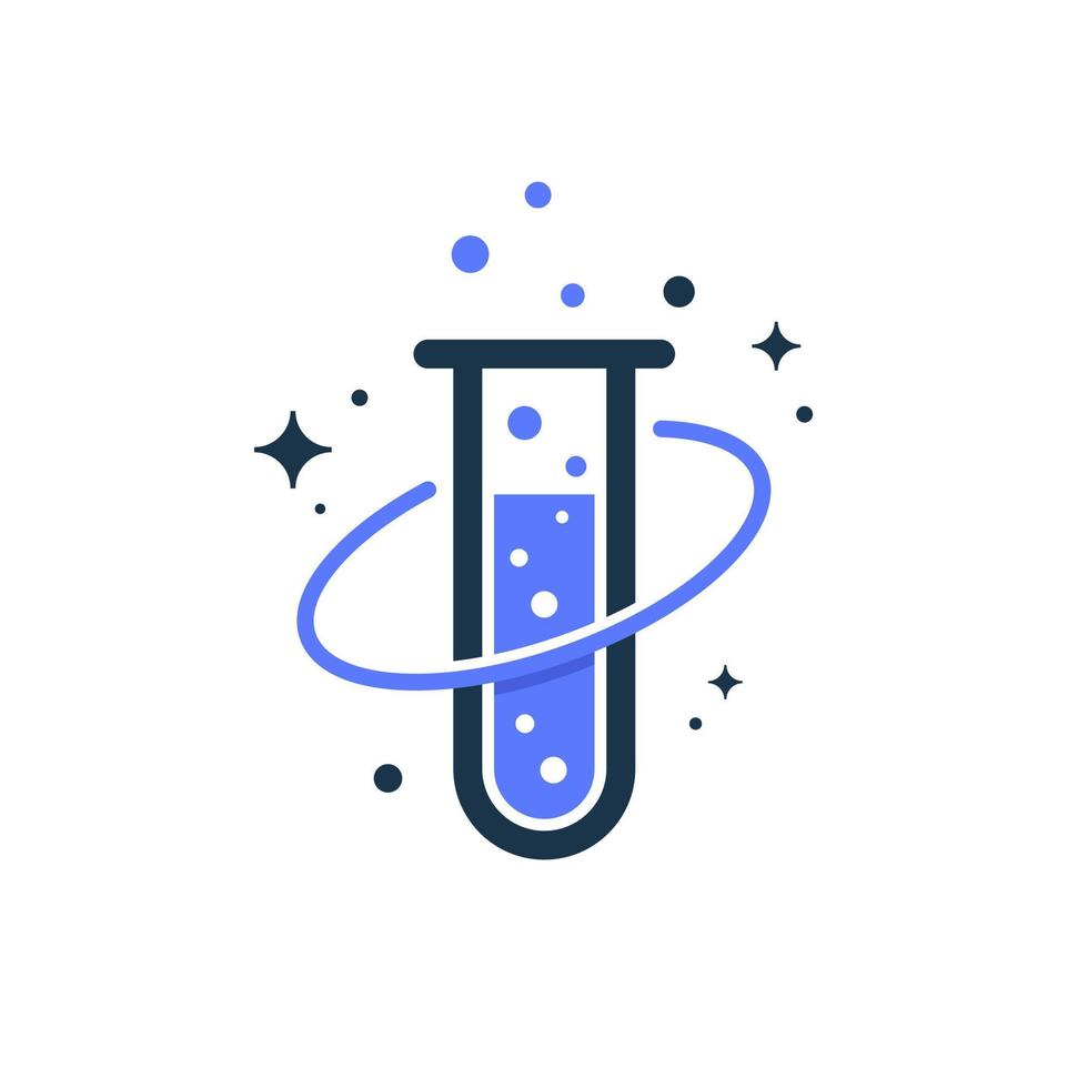elemento de diseño de logotipo de icono de planeta de laboratorio vector