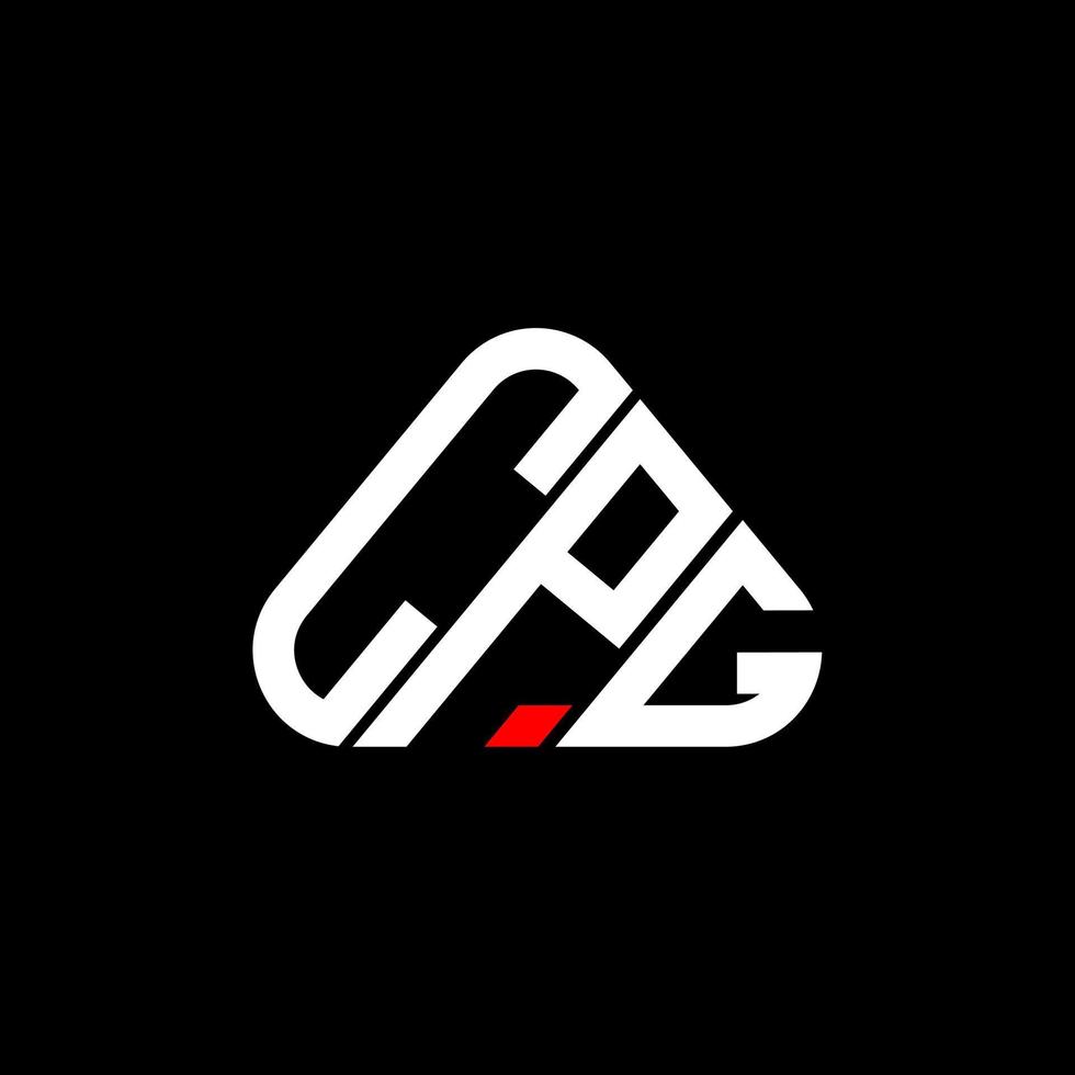 Diseño creativo del logotipo de la letra cpg con gráfico vectorial, logotipo simple y moderno de cpg en forma de triángulo redondo. vector
