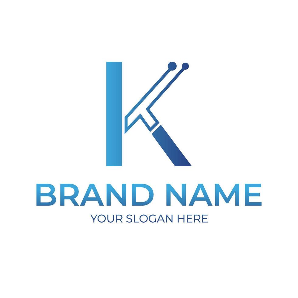 K letter tech icon symbol logo design illustration vector