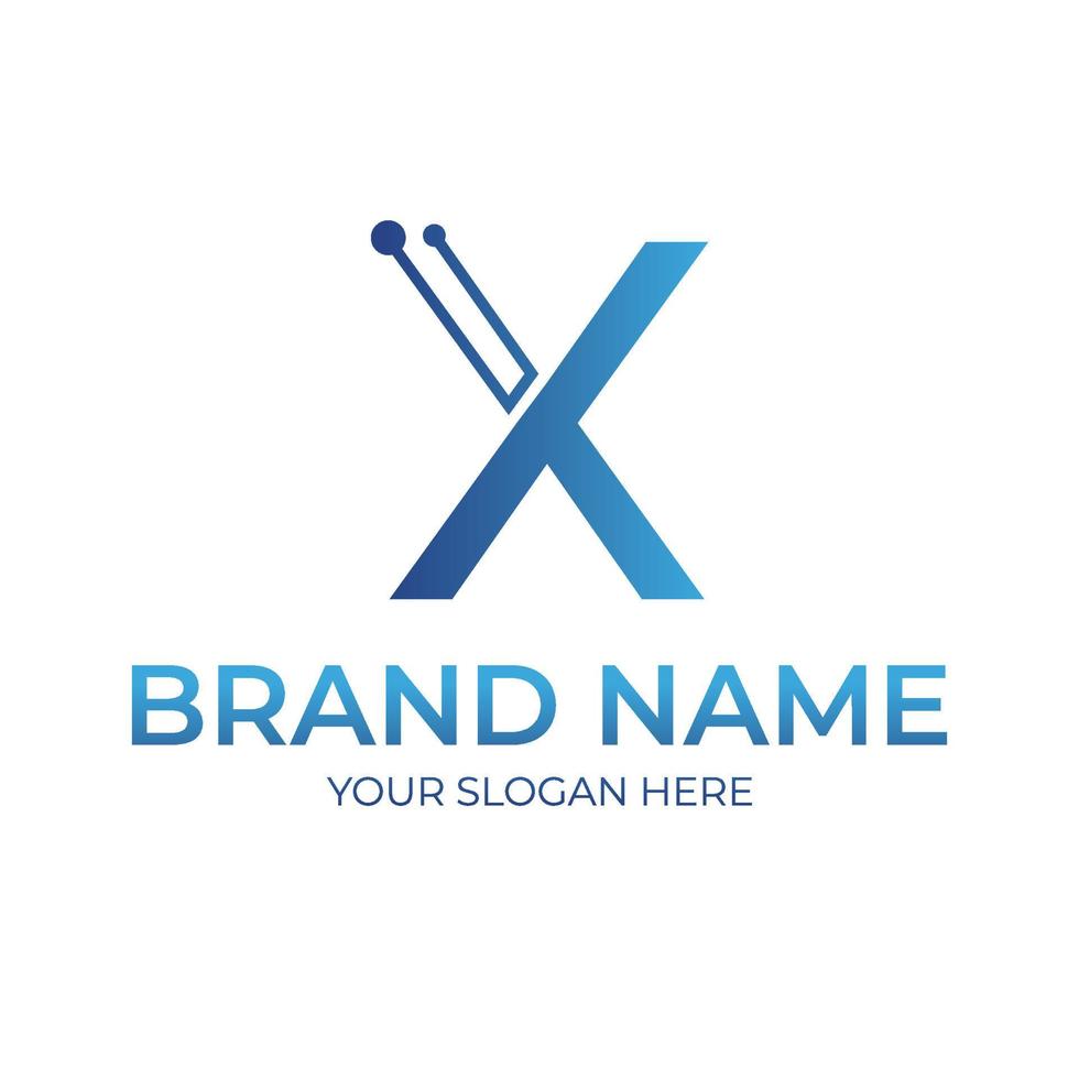x blue tech icon design vector
