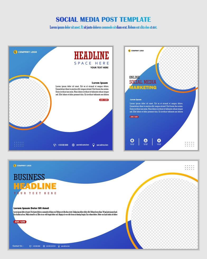 White blue background social media post template vector