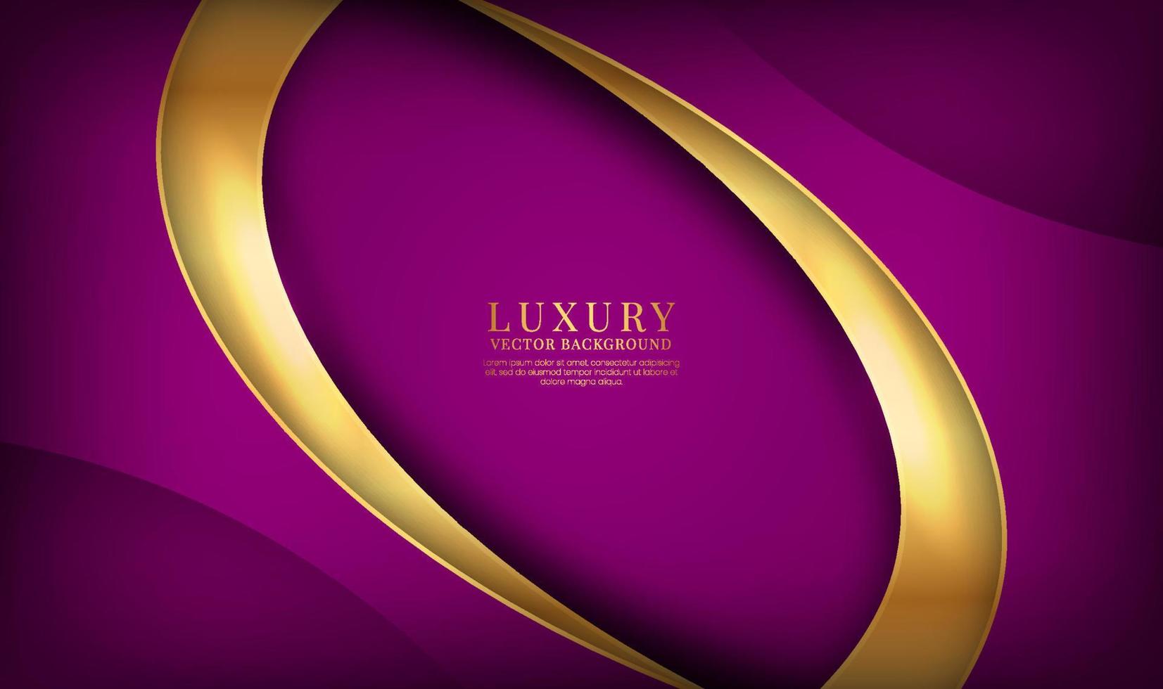 3D purple luxury abstract background overlap layer on dark space with golden waves decoration. Graphic design element fluid style concept for banner, flyer, card, brochure cover, or landing page vector