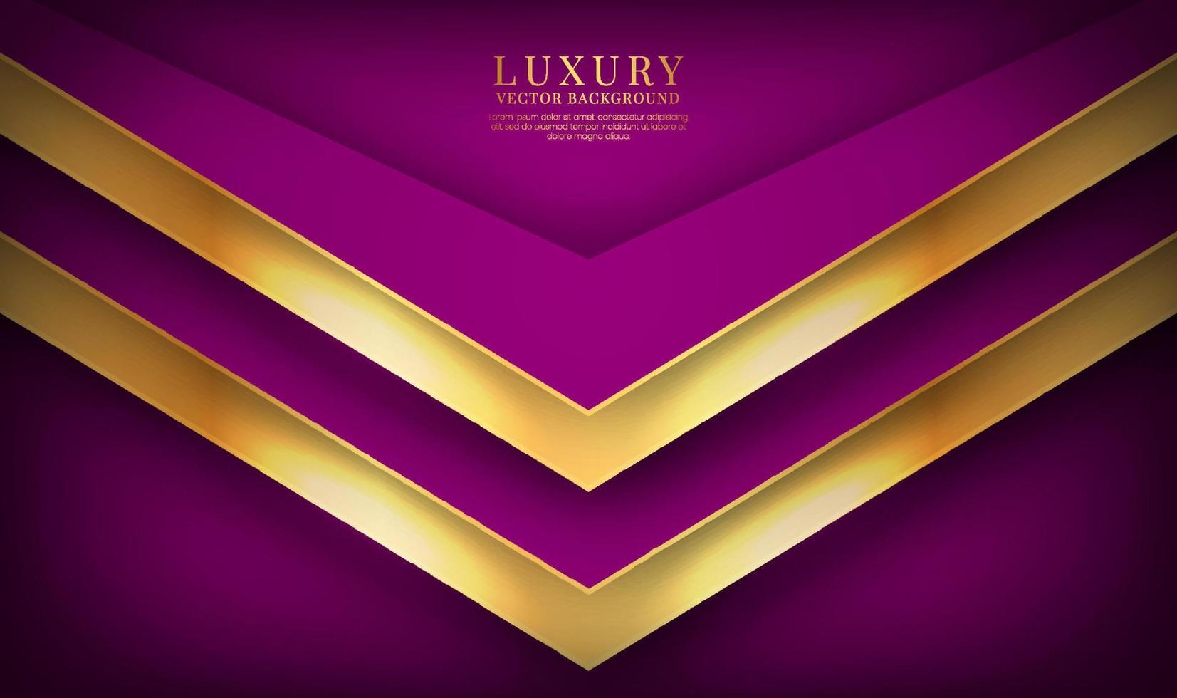 3D purple luxury abstract background overlap layer on dark space with golden lines decoration. Graphic design element elegant style concept for banner, flyer, card, brochure cover, or landing page vector