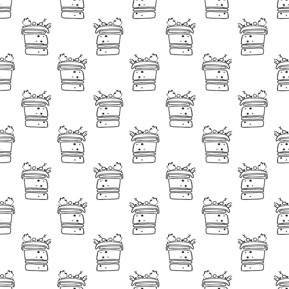 Pastry hand drawn seamless pattern. Doodle background collection confections, cupcakes . Icon set vector. vector