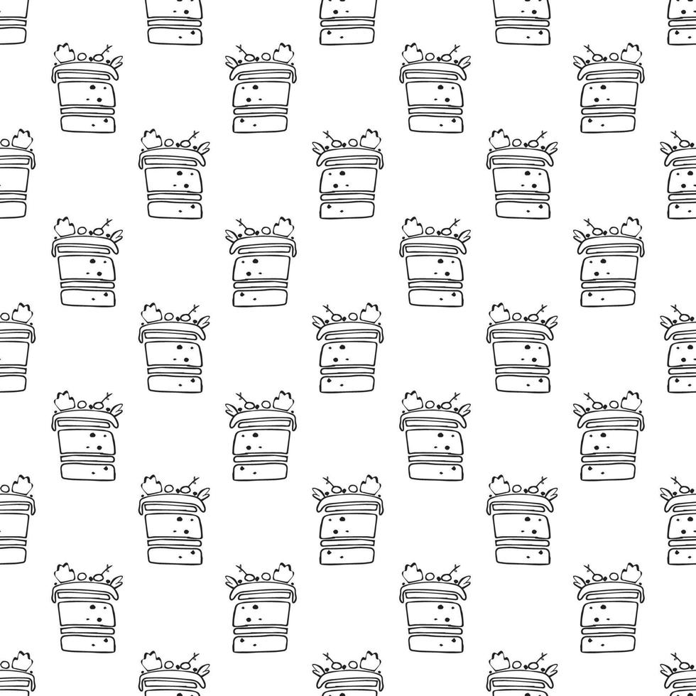 Pastry hand drawn seamless pattern. Doodle background collection confections, cupcakes . Icon set vector. vector