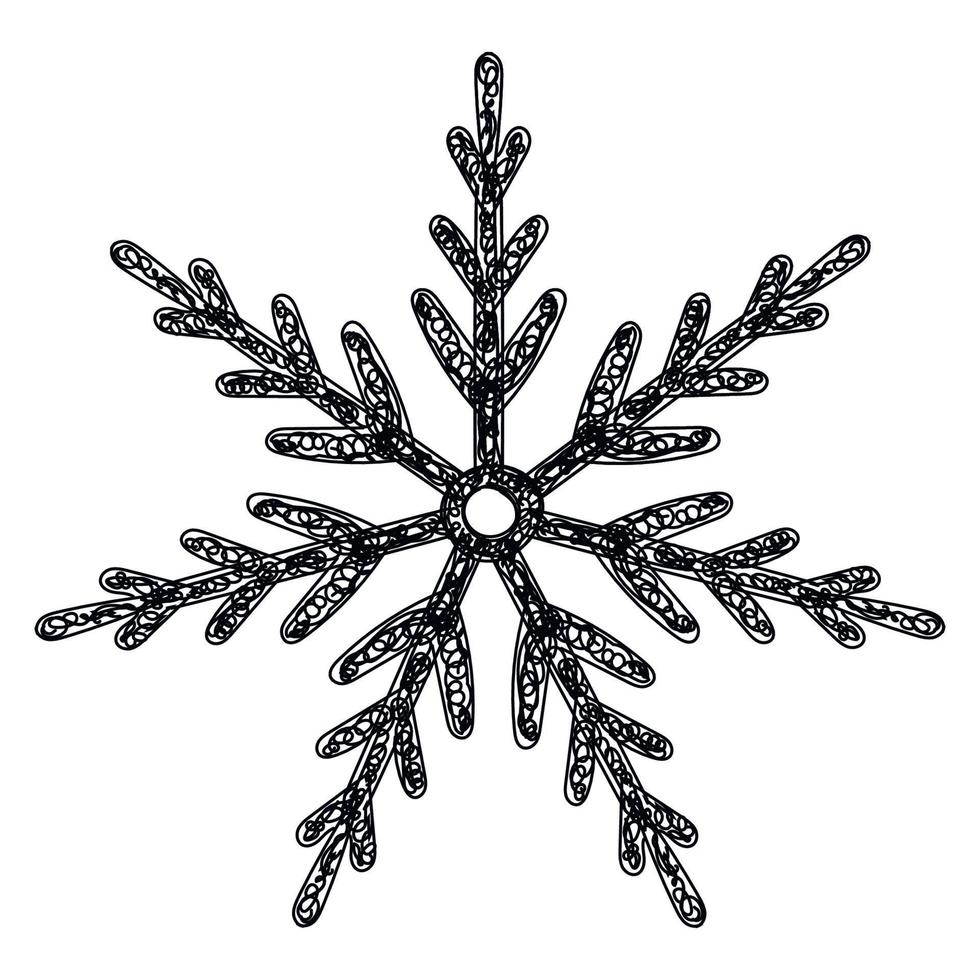 Snowflake sketch hand drawing. new year symbol, decoration vector