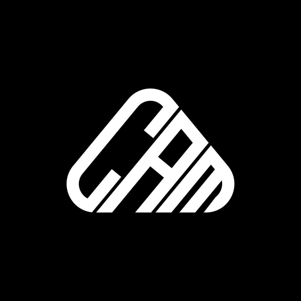 diseño creativo del logotipo de la letra cam con gráfico vectorial, logotipo simple y moderno de cam en forma de triángulo redondo. vector