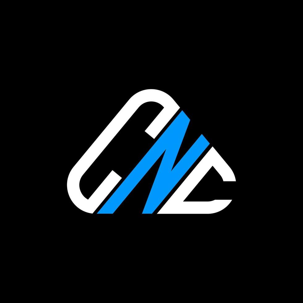 Diseño creativo del logotipo de letra cnc con gráfico vectorial, logotipo cnc simple y moderno en forma de triángulo redondo. vector