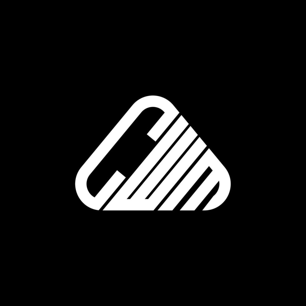 diseño creativo del logotipo de letra cwm con gráfico vectorial, logotipo cwm simple y moderno en forma de triángulo redondo. vector