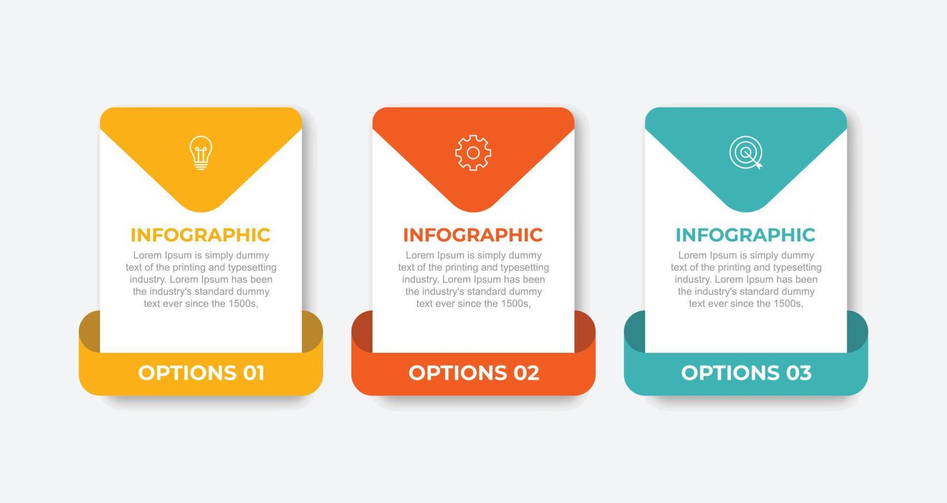 plantilla de diseño infográfico vectorial con 3 opciones o pasos vector