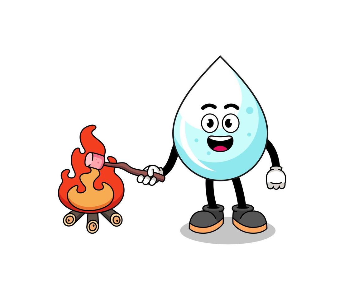 Illustration of milk drop burning a marshmallow vector