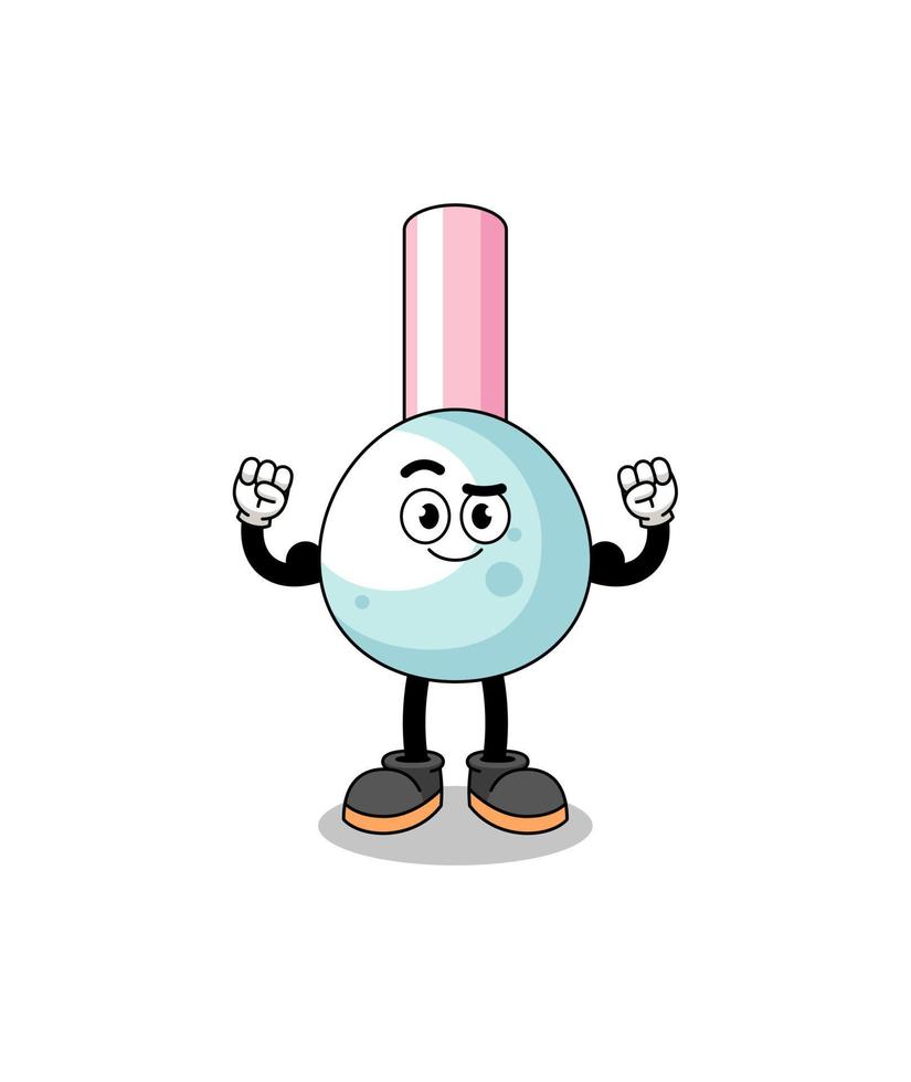 Mascot cartoon of cotton bud posing with muscle vector