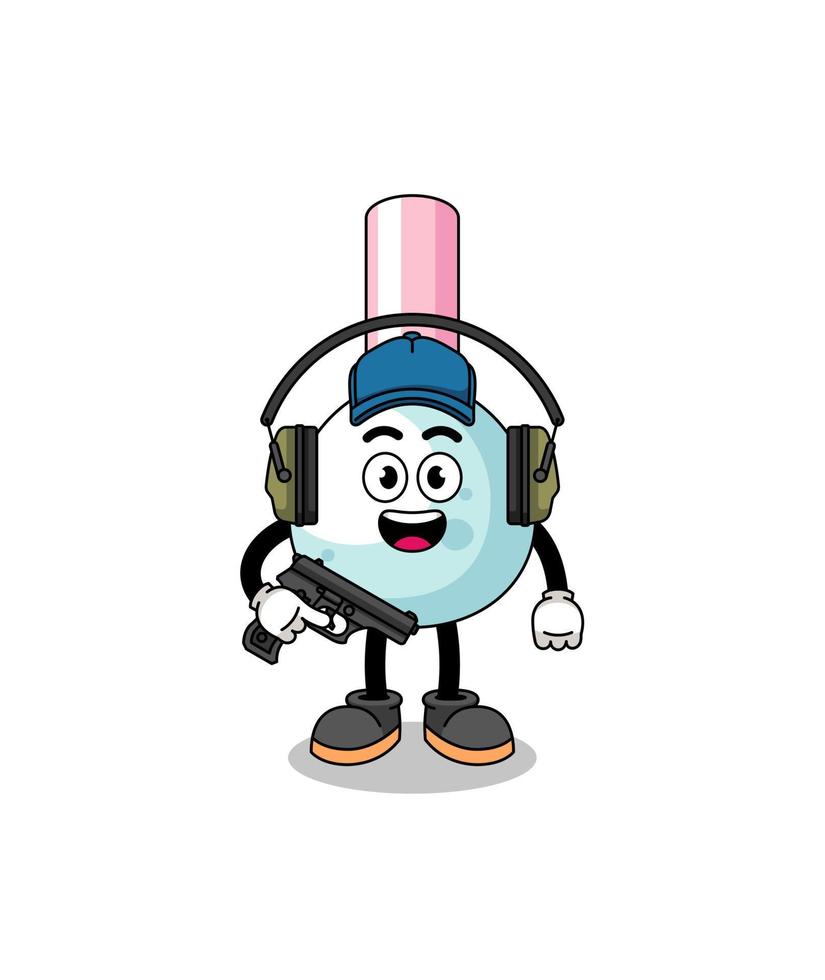 Character mascot of cotton bud doing shooting range vector