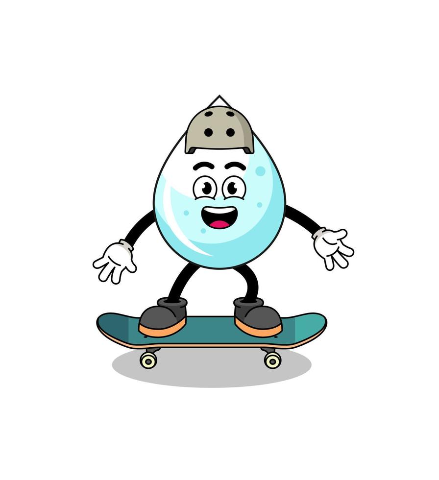 mascota de la gota de leche jugando una patineta vector