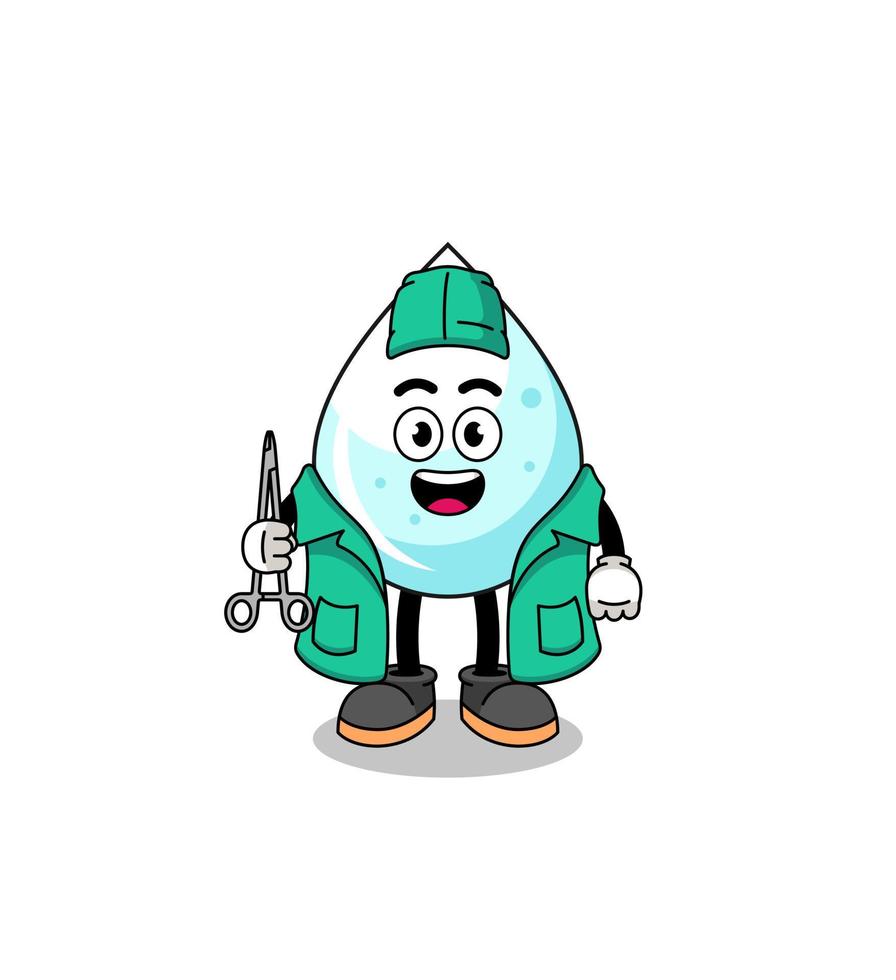 Illustration of milk drop mascot as a surgeon vector