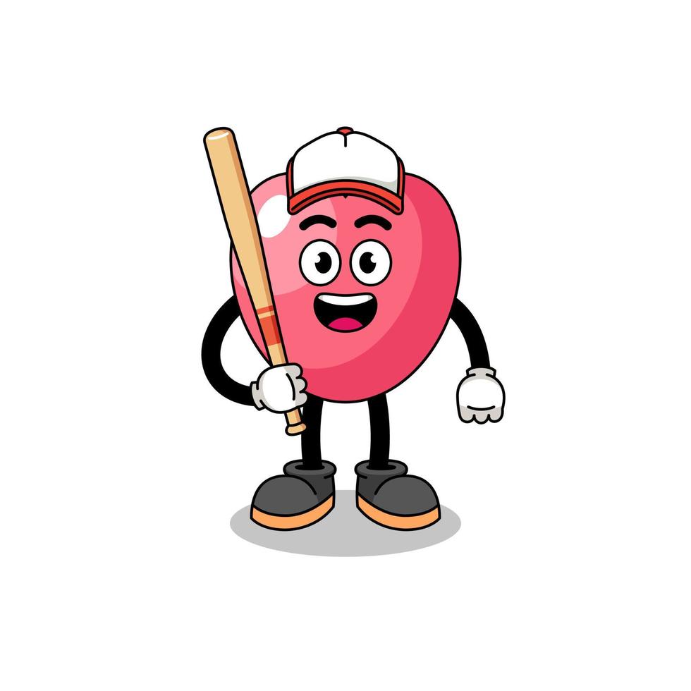 heart symbol mascot cartoon as a baseball player vector