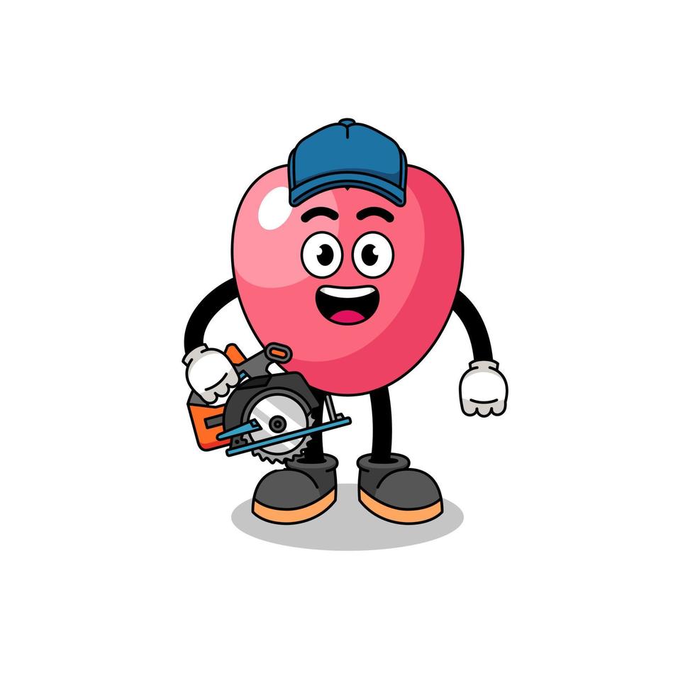 Cartoon Illustration of heart symbol as a woodworker vector