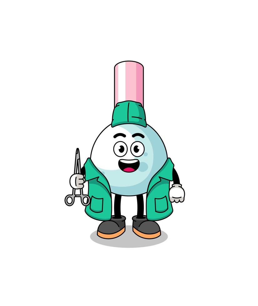 Illustration of cotton bud mascot as a surgeon vector