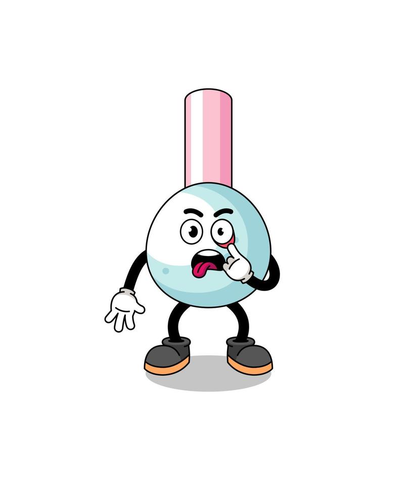 Character Illustration of cotton bud with tongue sticking out vector