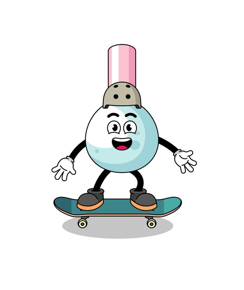 mascota de bastoncillo de algodón jugando una patineta vector