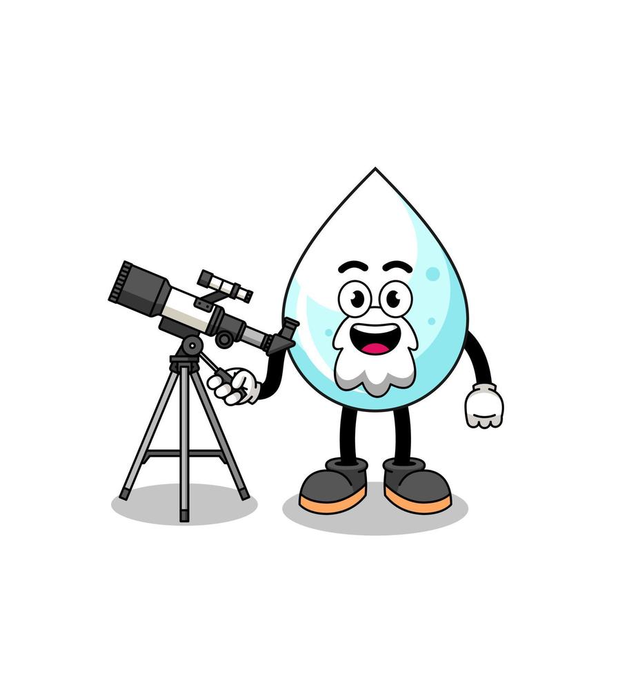 Illustration of milk drop mascot as an astronomer vector