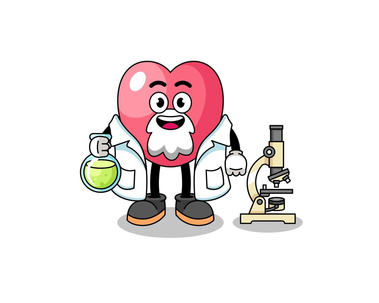 Mascot of heart symbol as a scientist vector