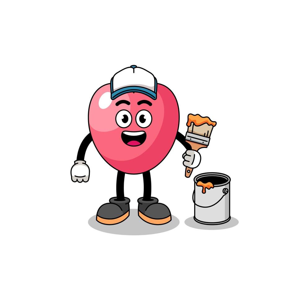 Character mascot of heart symbol as a painter vector