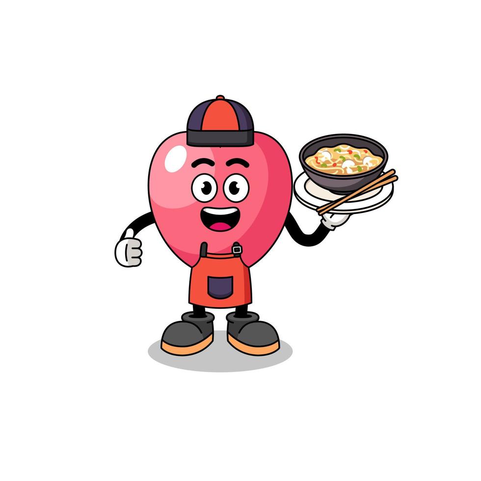 Illustration of heart symbol as an asian chef vector