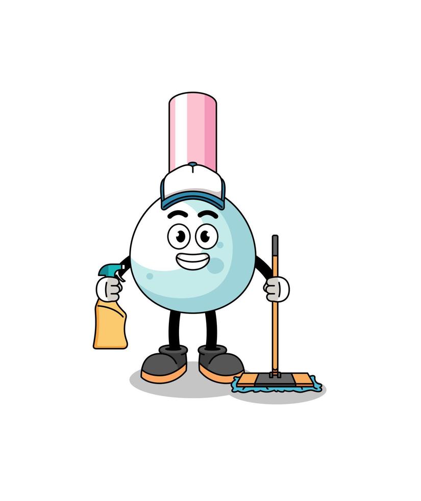 mascota de personaje de bastoncillo de algodón como servicio de limpieza vector