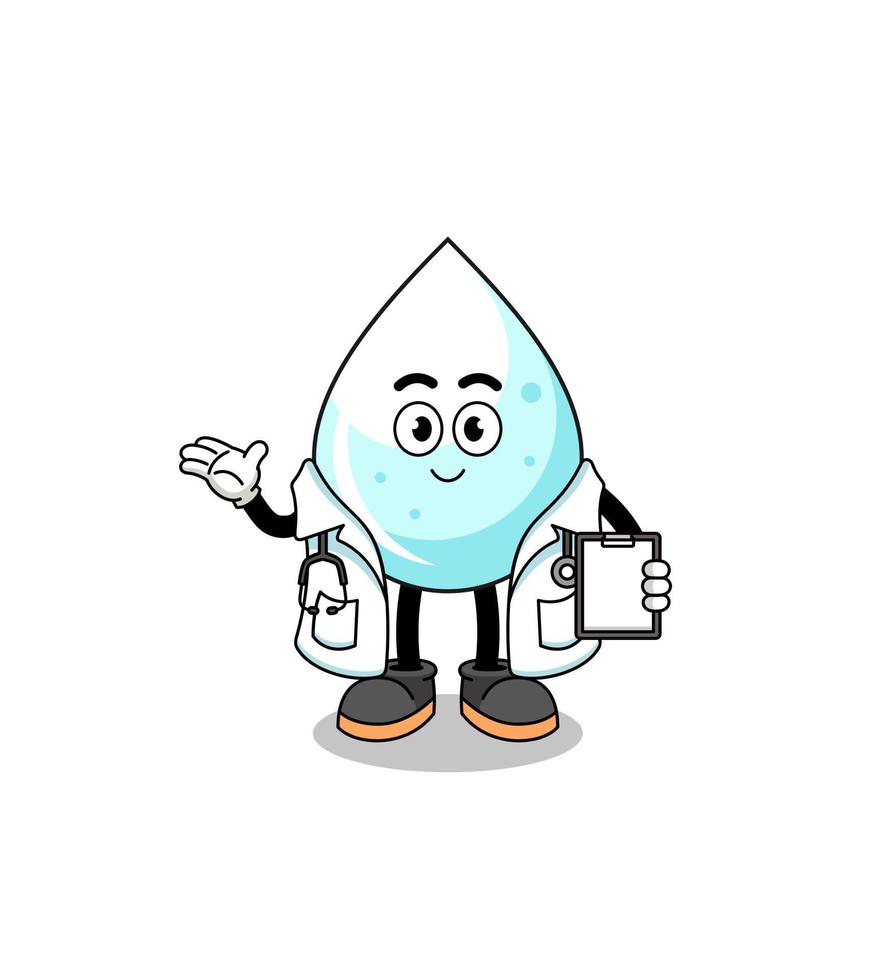 Cartoon mascot of milk drop doctor vector